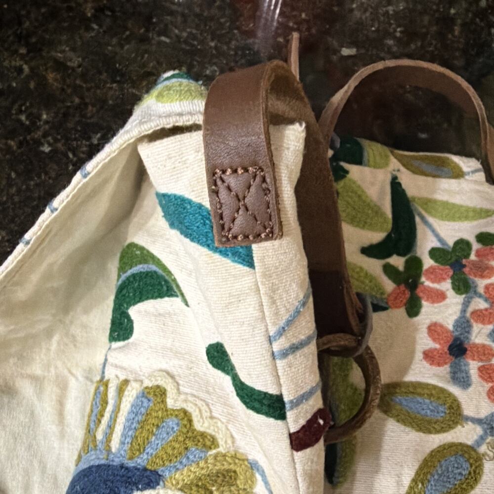 Denim & Supply Ralph Lauren Embroidered Floral Crossbody Bag Boho Canvas Leather - Picture 7 of 7